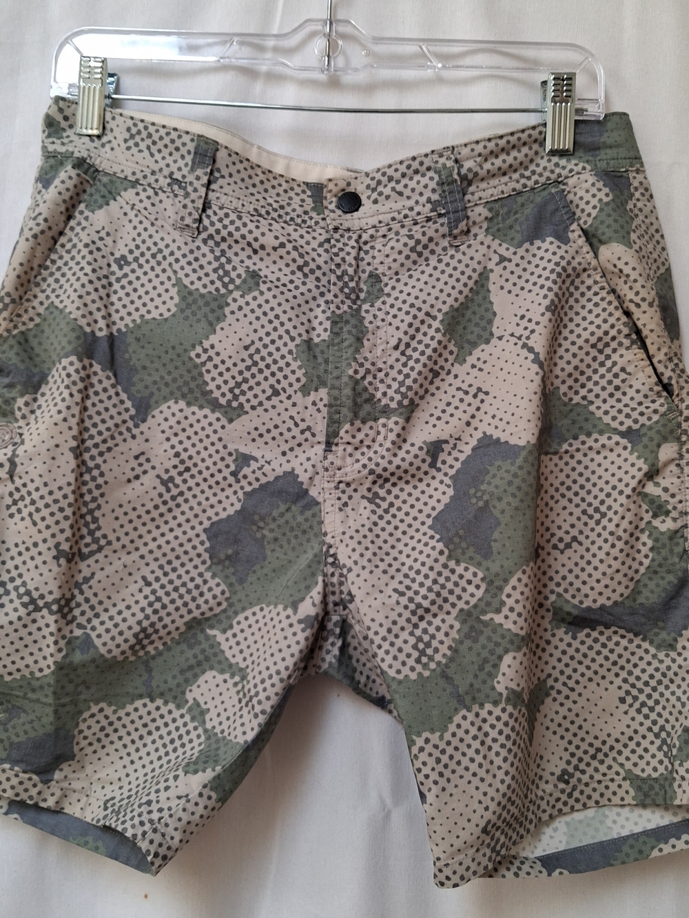 Element Mens Deck Shorts Camo Dot Print Stretch Skate Casual Green Tan Size 29